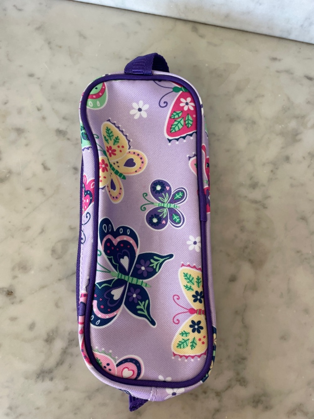 POTTERY BARN KIDS Mackenzie Lavender Butterfly Pencil Case Pouch Purple Trim
